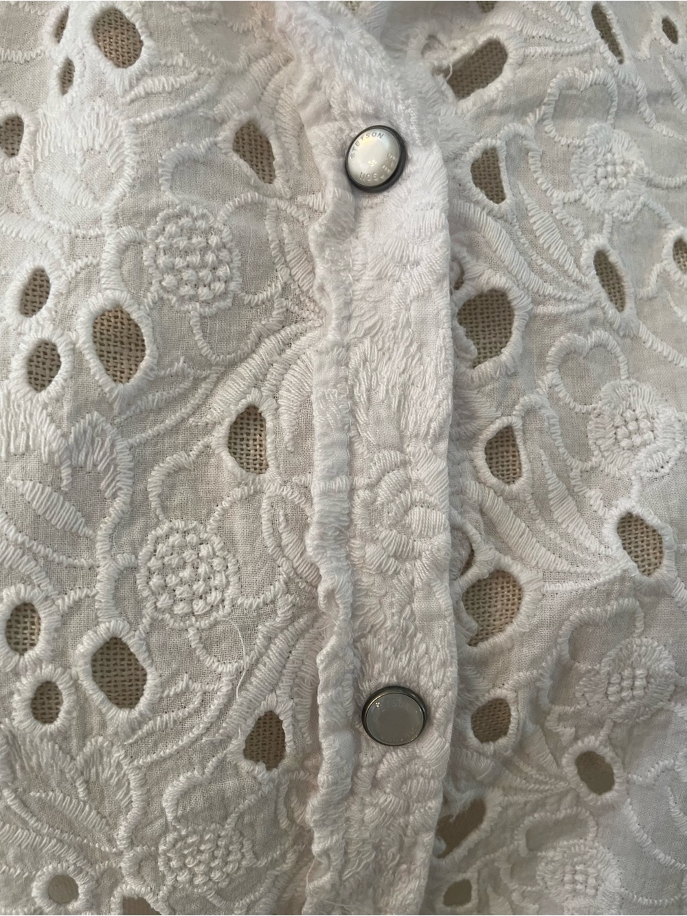 Stetson Women’s Cotton Floral Eyelet Sleeveless Pearl Snap Western Blouse Sz L - Picture 4 of 10